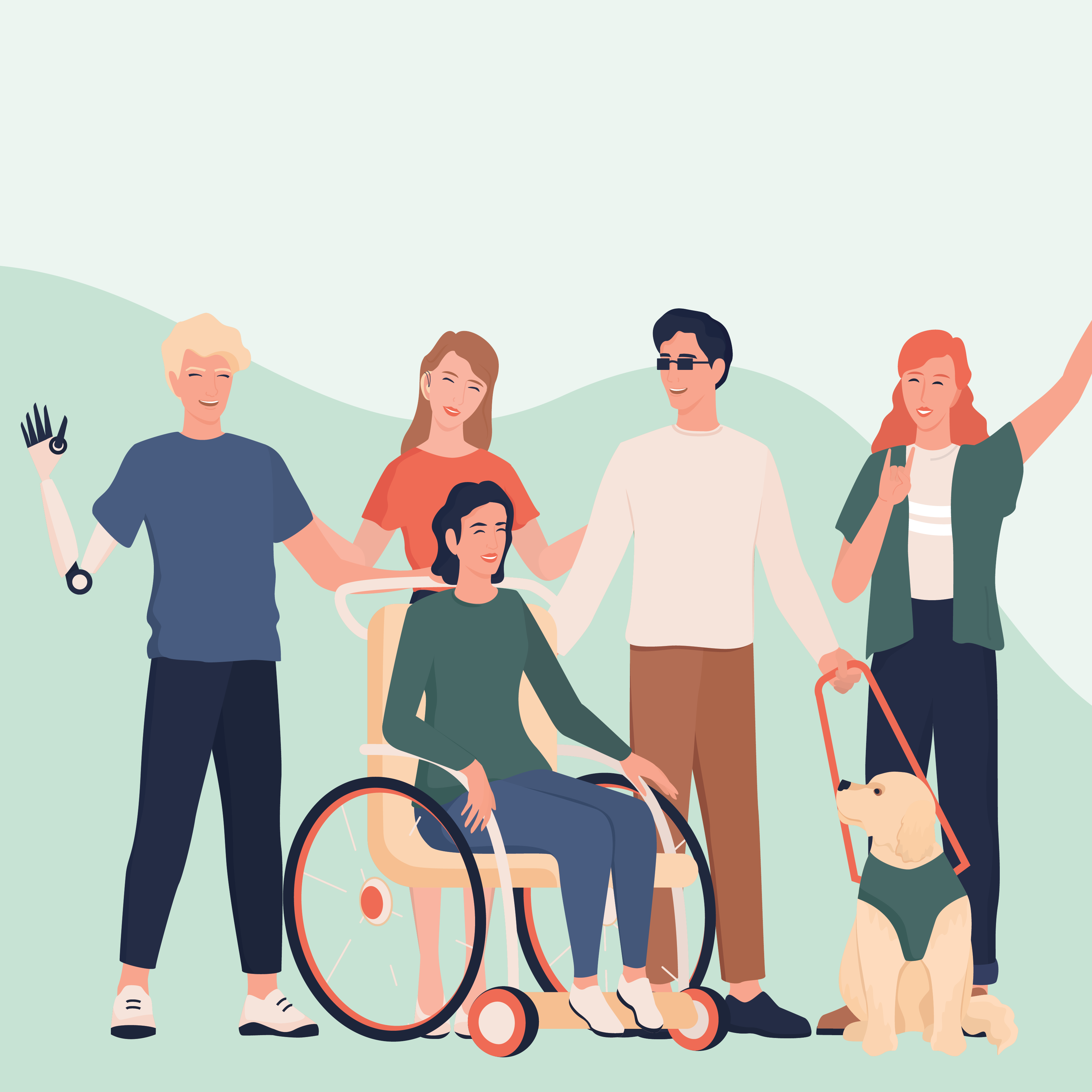 Diverse group of young people with disabilities 