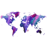 Purple watercolor world map